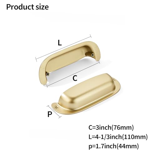 khtumeware 10 Pack 376mm Hole Center Retro Brushed Gold Drawer Pulls Satin Gold Cabinet Bin Cup Pulls Bathroom Hardware Cabinet Handles Drawer Handles Knobs - Image 3