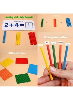 Cordova Montessori Counting Toys Learning Set Toddlers Abacus Math Words Game Counting Sticks and Puzzles Wooden Educational Montessori Preschool  - Image 3