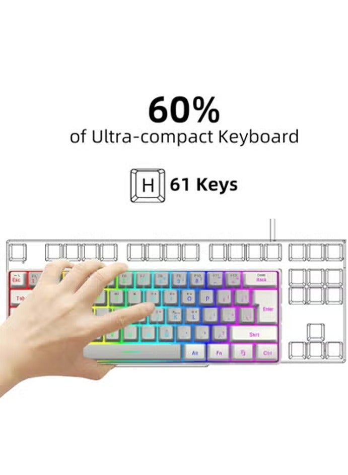 60% Wired Gaming Keyboard RGB Backlit Mini Keyboard Waterproof Small Ultra-Compact 61 Keys Keyboard for PC/Mac Gamer Typist Travel Easy to Carry on Business Trip - Image 3