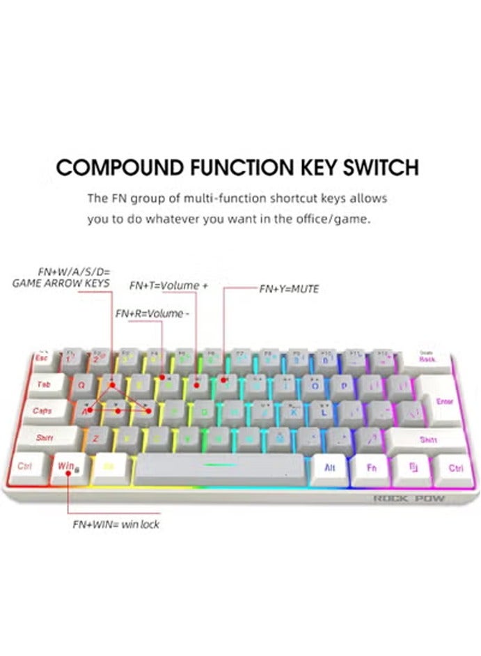 60% Wired Gaming Keyboard RGB Backlit Mini Keyboard Waterproof Small Ultra-Compact 61 Keys Keyboard for PC/Mac Gamer Typist Travel Easy to Carry on Business Trip - Image 4