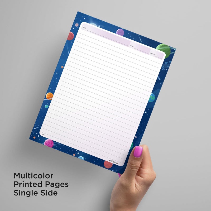 ARTYSCALE A4 Designer Multicolour Project Paper Sheet (One Side Ruled) for School, Colleges Assignments, Creative Art & Craft Practical Work, 4 Styles (80 Sheets) - Image 3