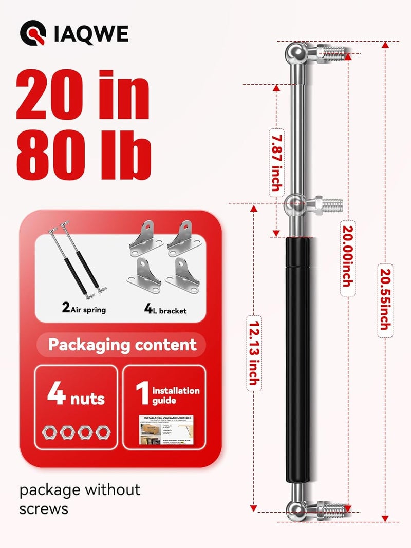 IAQWE 20 Inch Gas Struts 80Lb/356N Spring Shocks with L-Type Mounts - 2pcs - Image 2