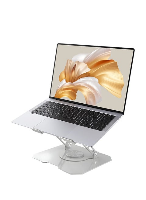 Laptop Stand, 360° Rotating Folding Computer Stand, Height Adjustable, for Watching TV, Drawing and Studying, White