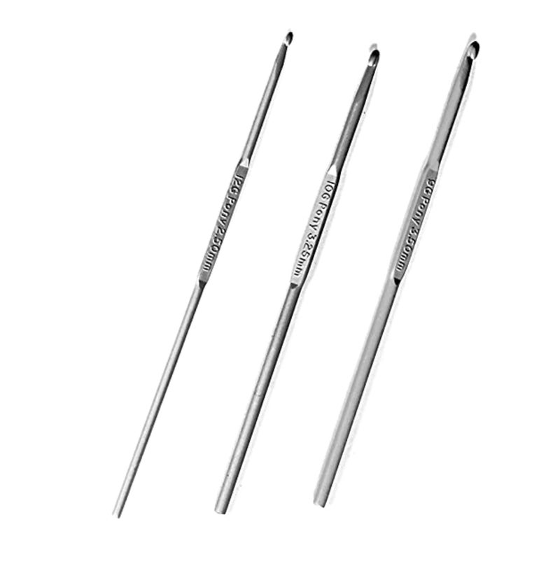 PONY Aluminum Crochet Hooks (kiroshiya) Knitting Needles for Sewing Craft (13cm, Size: 9G,10G, 12G) Two Crochet of Same Size with 25 Pcs Assorted Hand Sewing Needles Pack with Needle Threader - Image 2