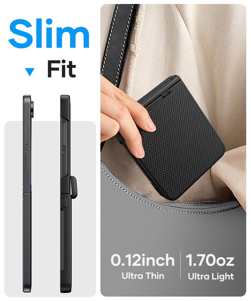 Vihibii for Samsung Galaxy Z Flip 7 Case with Outer Screen Protector & Rugged Hinge Protection & Non-Slip Texture, Shockproof Sturdy Full Body Phone Cover Case for Samsung Galaxy Z Flip 7 2025, Black - Image 3