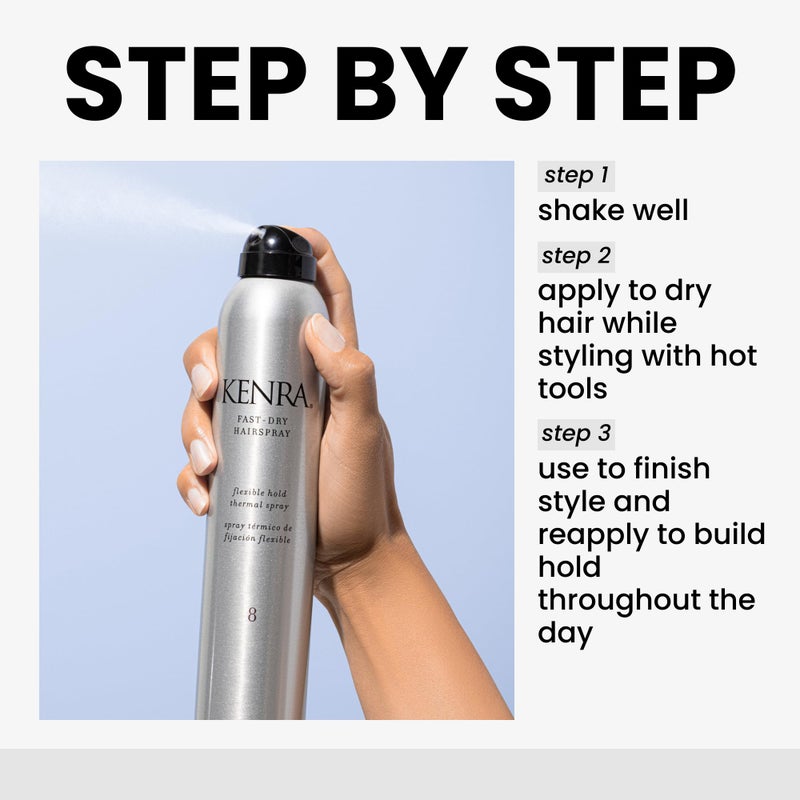 Kenra Professional Fast Dry Hairspray 8 | Flexible Hold Thermal Spray | Multifunctional Spray, Ideal For Both Styling & Finishing | Lightweight, Instant Control | All Hair Types | 8 oz - Image 4