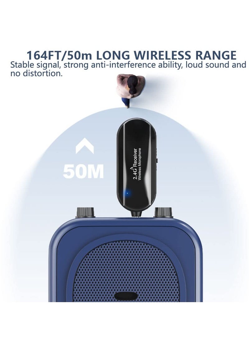 Wireless Microphone Headset and Handheld Mic Combo, 160ft Range, 2.4G Dual-Mode Headset Microphone for Voice Amplifier, PA System, Teaching, Singing, Fitness