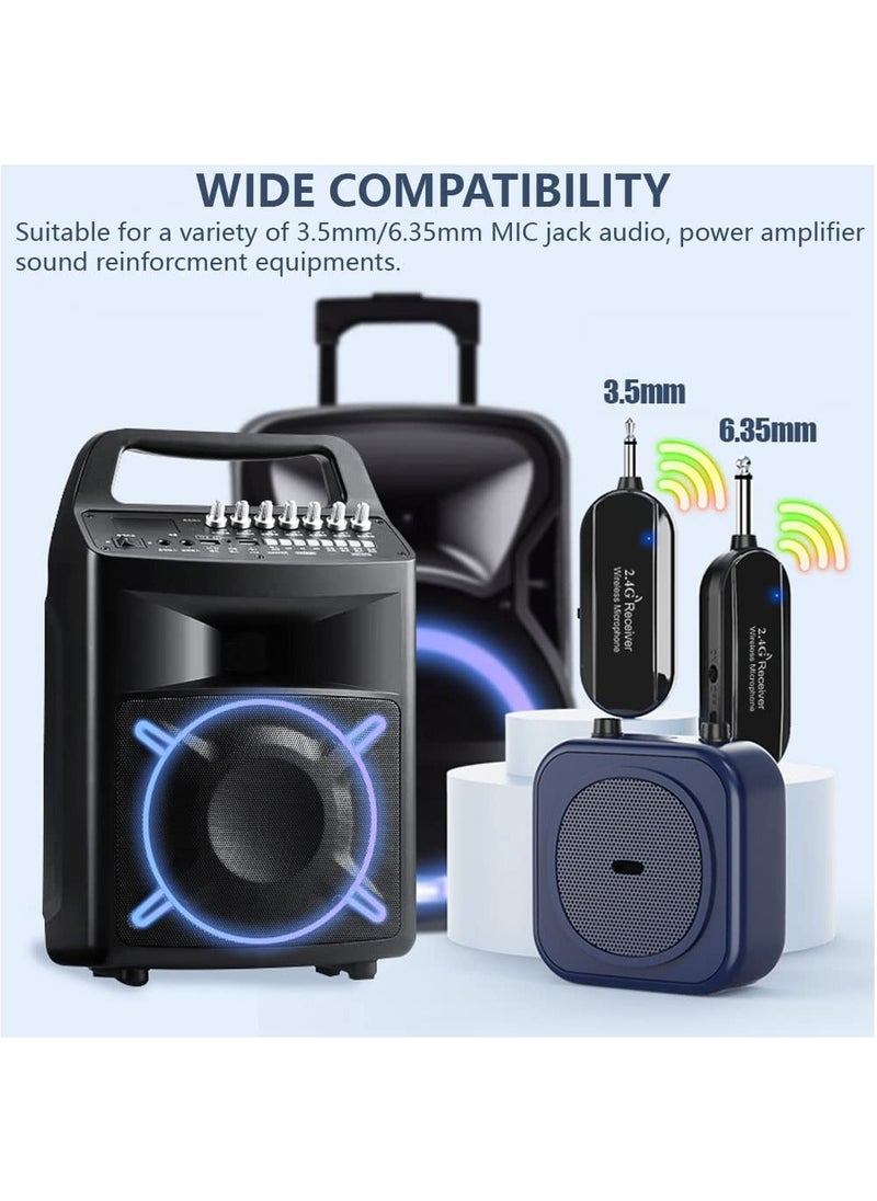 Wireless Microphone Headset and Handheld Mic Combo, 160ft Range, 2.4G Dual-Mode Headset Microphone for Voice Amplifier, PA System, Teaching, Singing, Fitness