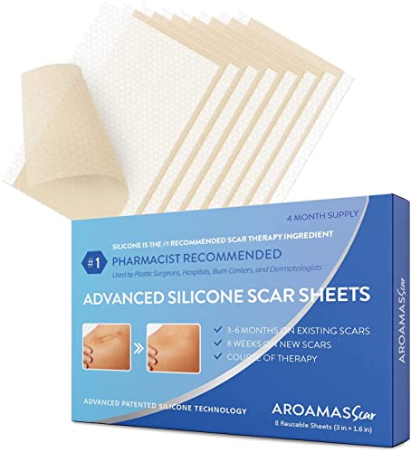 Aroamas Scar Silicone Scar Tape Softens Flattens Scars from Surgery Injury Burns CSection Scratch Marks Reusable MedicalGrade Silicone Scar Sheets for All Skin Types 3x157 8 Sheets