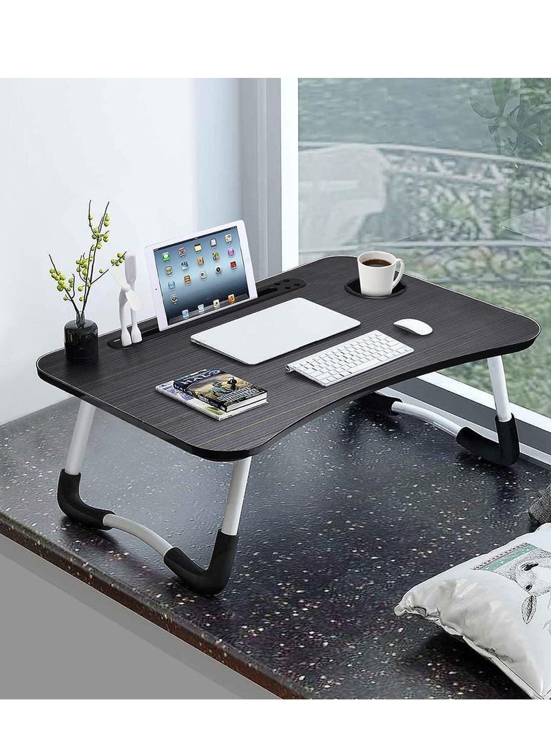 Relex Bed Table, Foldable Laptop Desk with USB Ports and Cup Holder, Portable Laptop Table for Bed, Couch, Floor - Image 3