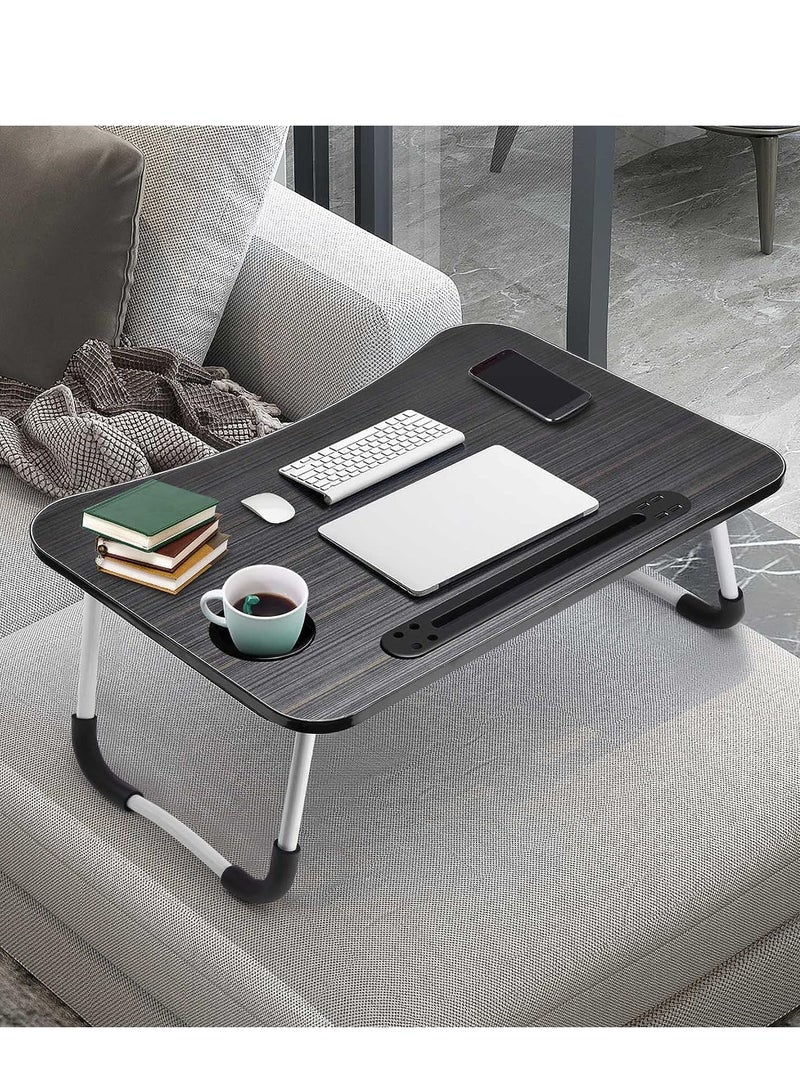 Relex Bed Table, Foldable Laptop Desk with USB Ports and Cup Holder, Portable Laptop Table for Bed, Couch, Floor - Image 5