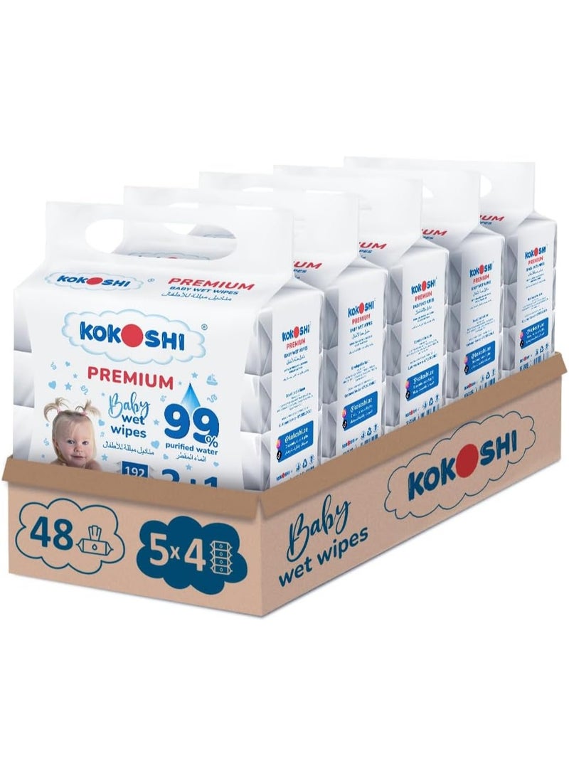 Kokoshi Premium, 960 Wet Baby Wipes - Image 1