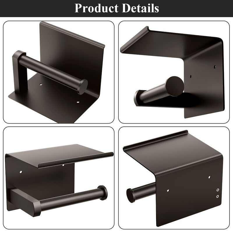 Tindbea Toilet Paper Holder with Phone Shelf, Adhesive or Screw Wall Mount Toilet Tissue Roll Holder, Rustproof & Multifunctional Stainless Steel Bathroom Storage Dispenser (Bronze) - Image 5