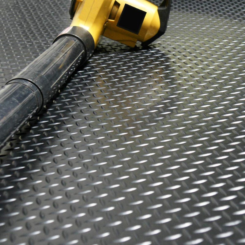 Rubber-Cal Diamond-Plate Rubber Flooring Rolls - 3 mm x 4 ft x 2 ft Rolls - Black - Image 5
