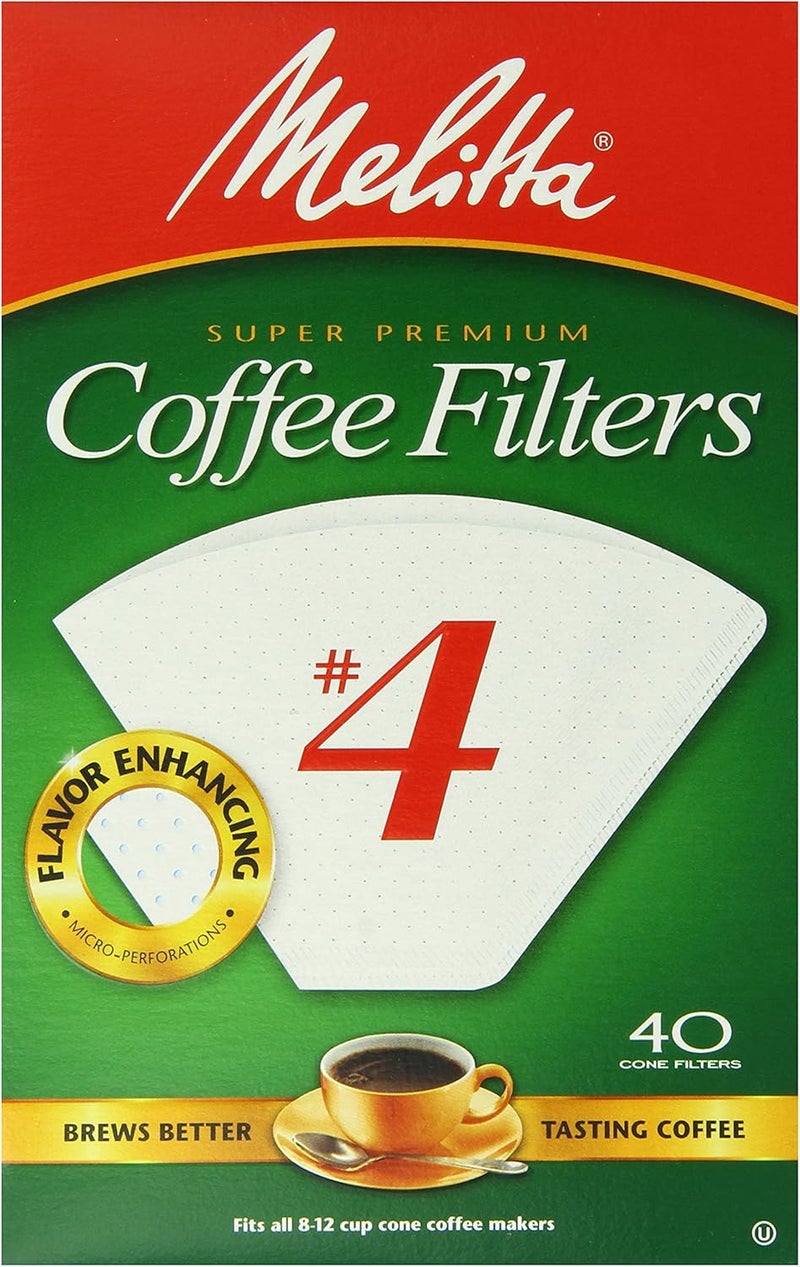Melitta 4 Cone Coffee Filters White 40 Count Pack of 12 480 Total Filters Count  Packaging May Vary - Image 1