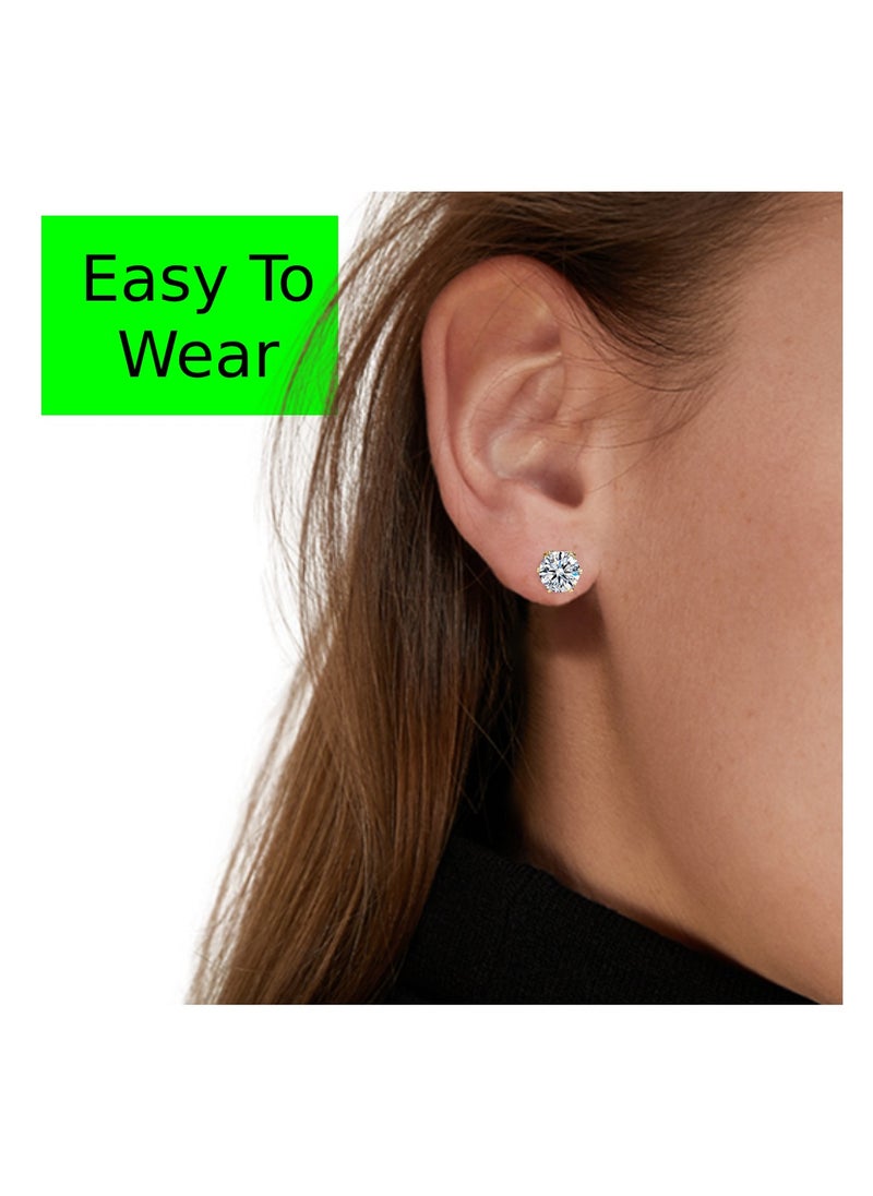 Soko Mesh 5 Pairs Hypoallergenic Stud Earrings Set, 316L Stainless Steel Cubic Zirconia Earrings, Durable CZ Earrings for Sensitive Ears, 3-8mm Steel Color, Non-Tarnish Jewelry  - Image 2