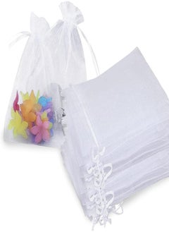 Generic Stratalife 100PCS 5X7 inch White Organza Bags Drawstring Favor Pouches for Wedding Favor Jewelry Gift Bags (White 5x7) 
