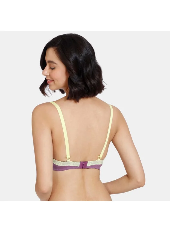 zivame Zivame Lace Detail Padded Wired T-shirt Bra with Hook and Eye Closure