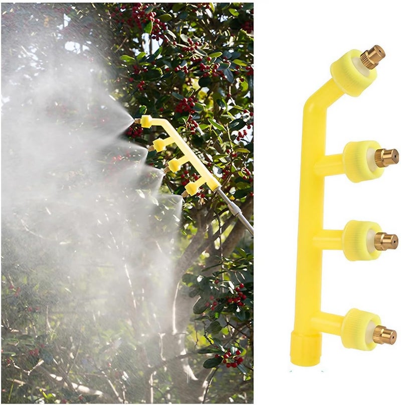 HASTHIP ® Garden Sprayer Nozzle - 4 Spout High Pressure Water Spray Head - Adjustable Multi-Pattern Garden Watering Nozzle for Plants, Lawn, Grass & Outdoor Use - Image 1