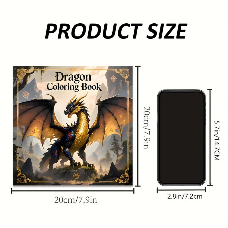 Dragon Fantasy Coloring Book 24 Pages Intricate Dragon Scenes Mythical Creatures Magical Landscapes High Quality Paper Easy Coloring Relax Fantasy Enthusiasts Ideal Choice 1pc Set - Image 2