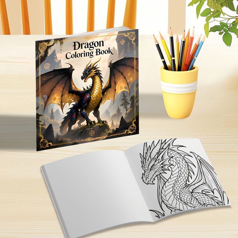 Dragon Fantasy Coloring Book 24 Pages Intricate Dragon Scenes Mythical Creatures Magical Landscapes High Quality Paper Easy Coloring Relax Fantasy Enthusiasts Ideal Choice 1pc Set - Image 5