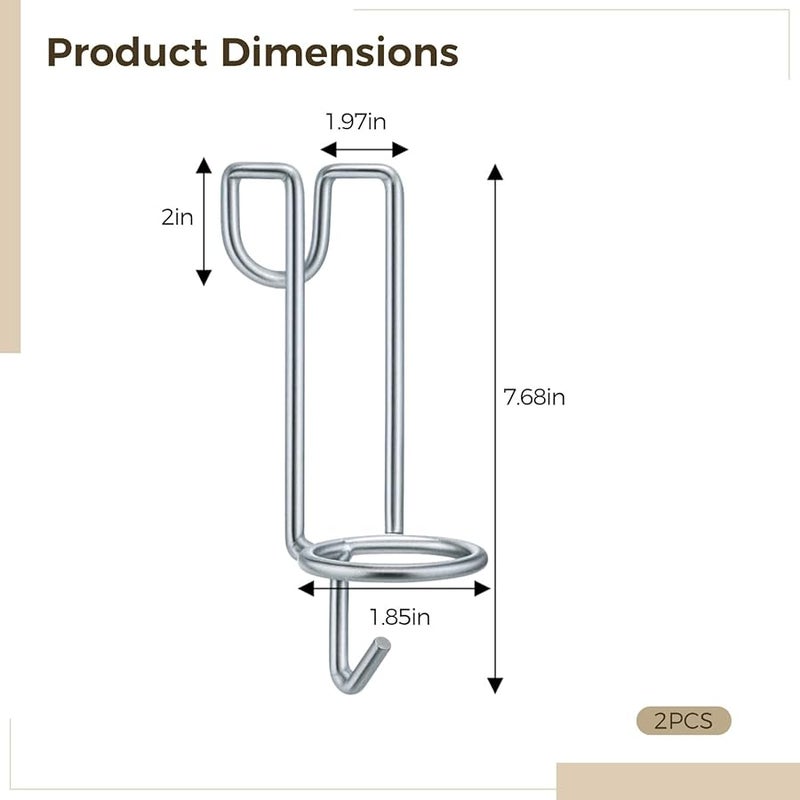 قطعتان من خطافات الرف الحديدي المحمولة المقاومة للصدأ الفضي للدلاء والمزارع والسقائف المعدنية - Image 4