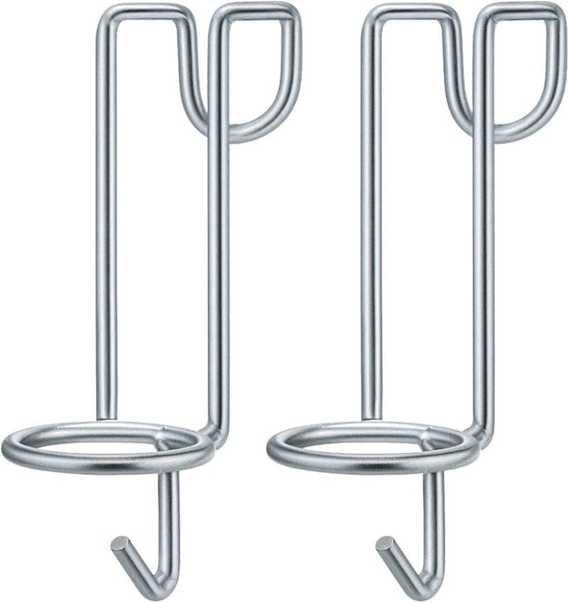 قطعتان من خطافات الرف الحديدي المحمولة المقاومة للصدأ الفضي للدلاء والمزارع والسقائف المعدنية - Image 1