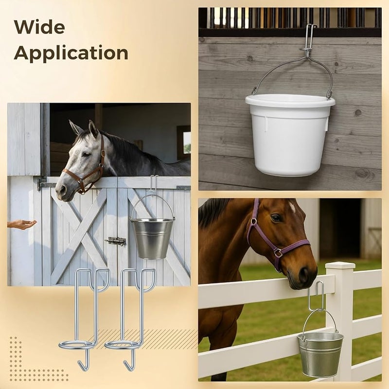 قطعتان من خطافات الرف الحديدي المحمولة المقاومة للصدأ الفضي للدلاء والمزارع والسقائف المعدنية - Image 3