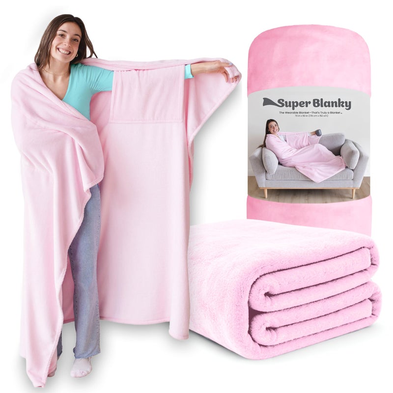 Super Blanky Wearable Blankets for Women - Mothers Day Gift for Her, Adult Comfy Wearable Blanket Men, Easter Gift for Women, Easter Gifts for Teens, Wife Birthday Gift Ideas - Baby Pink - Image 1
