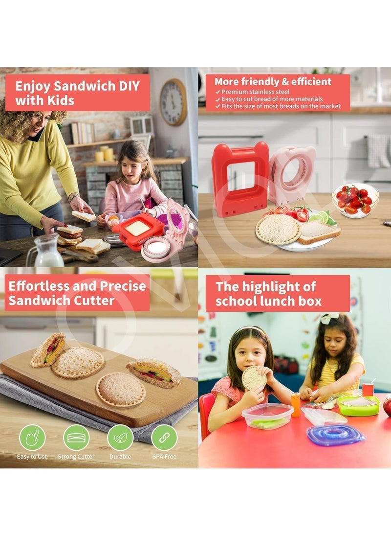 Accessories 22 Sandwich Cutter Sealer (Set of 2 Round and Sqaure) Sandwich Cutter Shapes for Kids Pocket Square Sandwich Molds Cutter and Sealer Uncrustable Sandwich Cutter for Kids Pocket Sealer(Multicolour) - Image 5