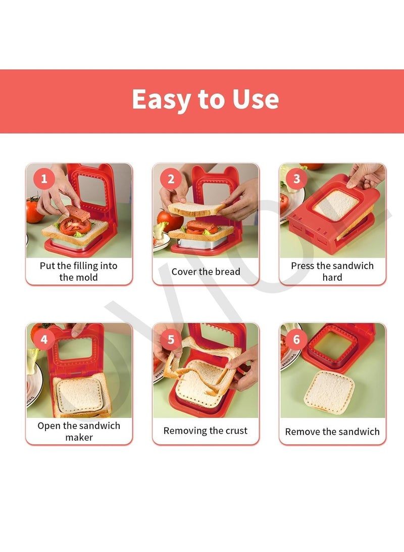 Accessories 22 Sandwich Cutter Sealer (Set of 2 Round and Sqaure) Sandwich Cutter Shapes for Kids Pocket Square Sandwich Molds Cutter and Sealer Uncrustable Sandwich Cutter for Kids Pocket Sealer(Multicolour) - Image 4