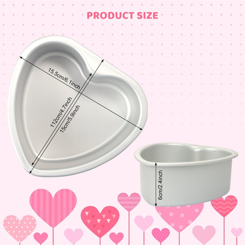 Gvhntk Heart Shaped Cake Pan 6 Inch Aluminum Cake Pans Heart Cake Tin Baking Cake Mold for Valentine's Weddings Birthday Party (3, 6 inch) - Image 2