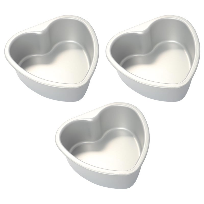 Gvhntk Heart Shaped Cake Pan 6 Inch Aluminum Cake Pans Heart Cake Tin Baking Cake Mold for Valentine's Weddings Birthday Party (3, 6 inch) - Image 1