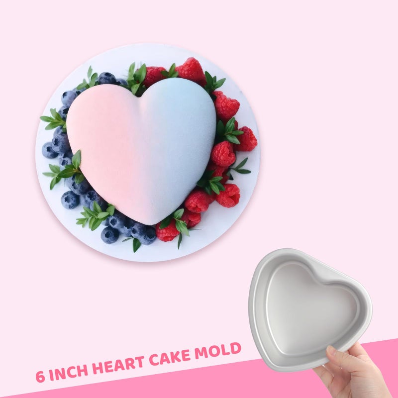 Gvhntk Heart Shaped Cake Pan 6 Inch Aluminum Cake Pans Heart Cake Tin Baking Cake Mold for Valentine's Weddings Birthday Party (3, 6 inch) - Image 4
