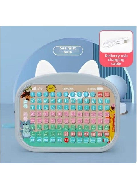 First Grade Learning Chinese Pinyin Phonics Training Artifact Point Reading Machine Children's Large Class Enlightenment Early Education-Color:Upgraded [USB Direct Charge Edition]-Blue