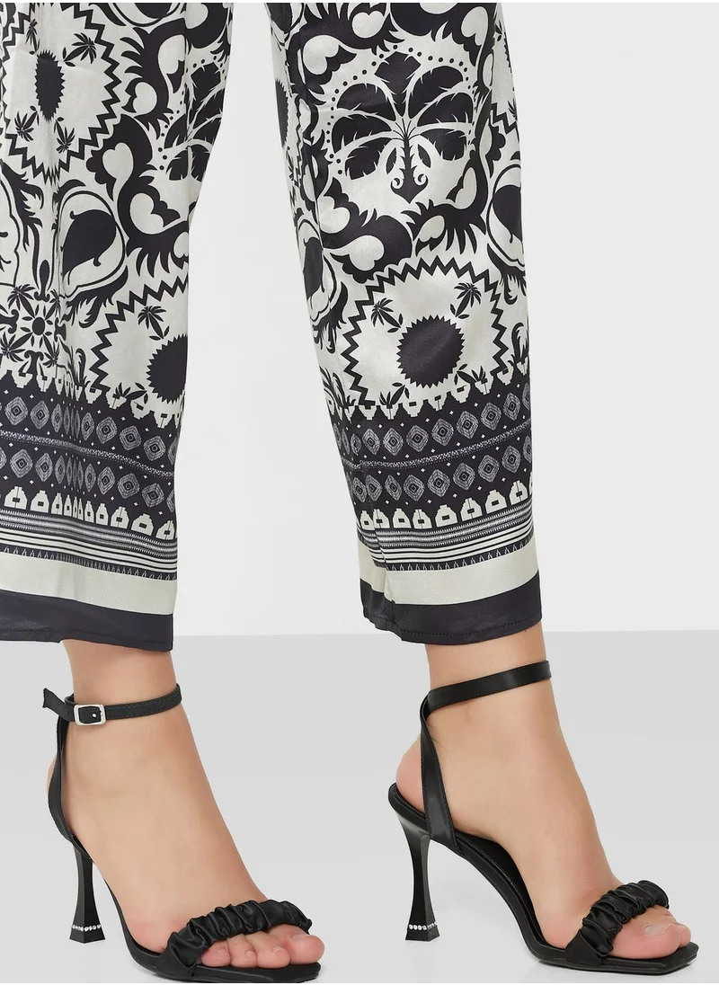 Namshi x Ruched Strap Diamante Heel Trim Sandal