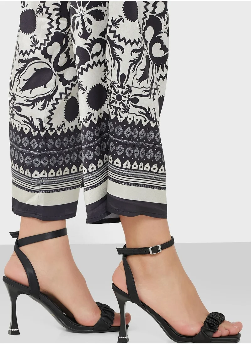 Namshi x Ruched Strap Diamante Heel Trim Sandal