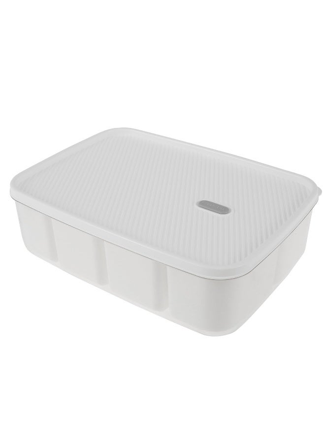 Divided Serving Tray with Lid, 8-Compartment Rectangular Snack Box Container, Snack Serving Platter for Home, 11.4×8.3×3.5 Inches - Image 1