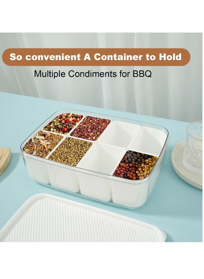 Divided Serving Tray with Lid, 8-Compartment Rectangular Snack Box Container, Snack Serving Platter for Home, 11.4×8.3×3.5 Inches - Image 3