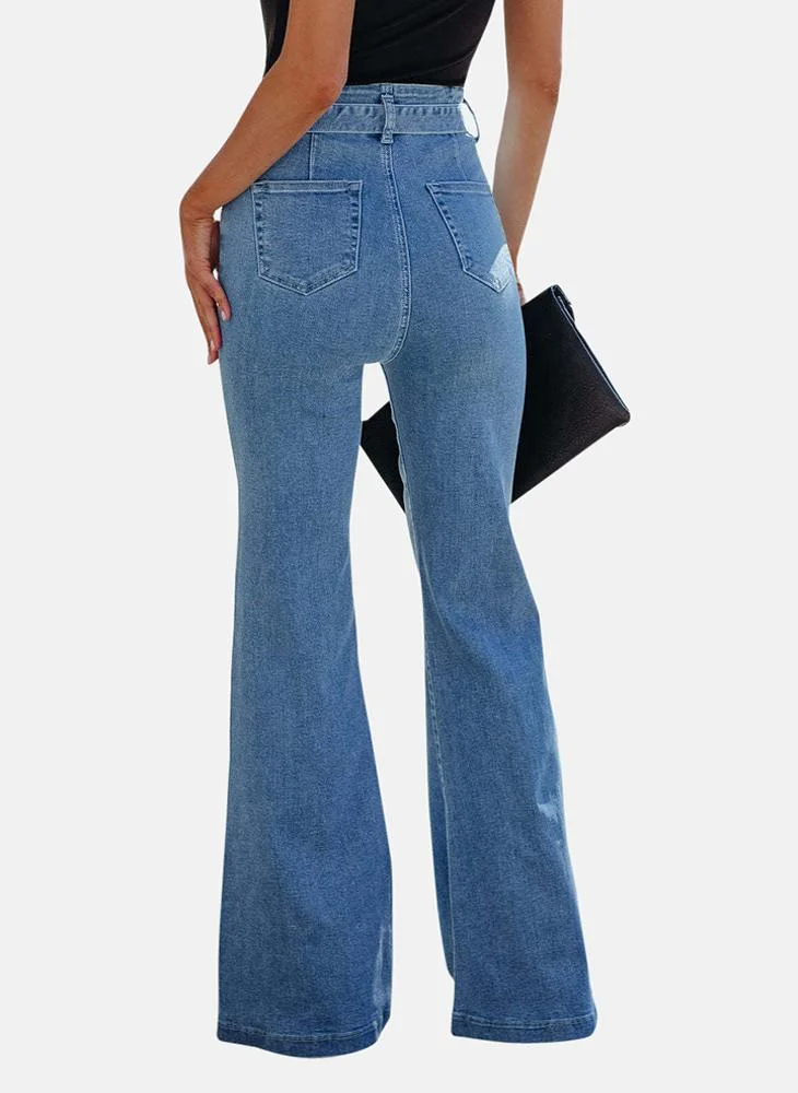 YUNIQEE Blue Straight Fit Mid Rise Plain Jeans