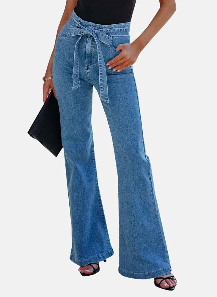 YUNIQEE Blue Straight Fit Mid Rise Plain Jeans