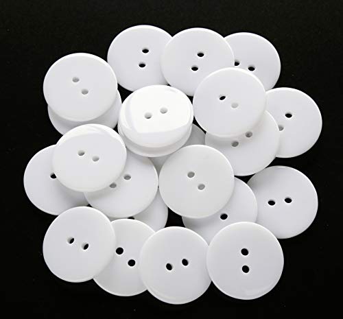 GANSSIA 1 Inch (25mm) White Buttons Two Holes Resin Button for Sewing and Craft Pack of 100pcs - Image 5