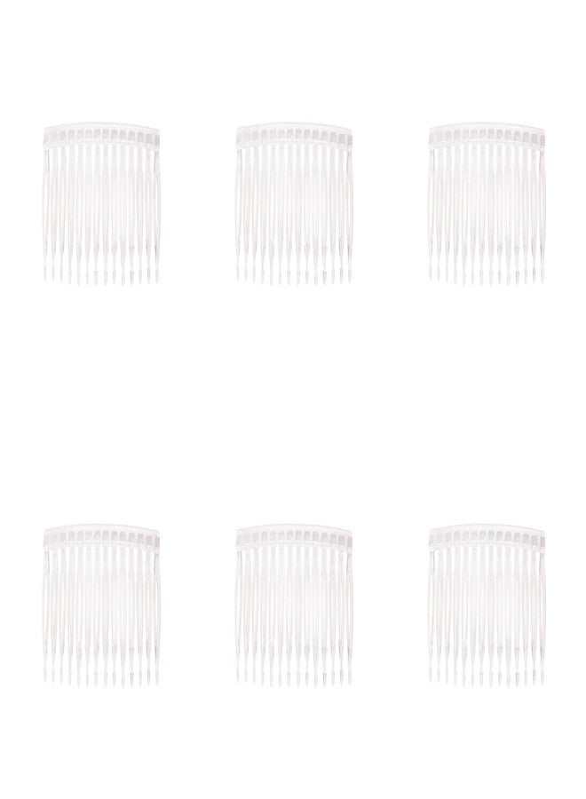 Ruwado 6 Pcs 14 Teeth Hair Side Comb Twist French Vintage Style Hair Clips Pins Accessories Supplies for Women Girls Bridal Wedding Veil Fine Long Curly Hair (Clear) - Image 1
