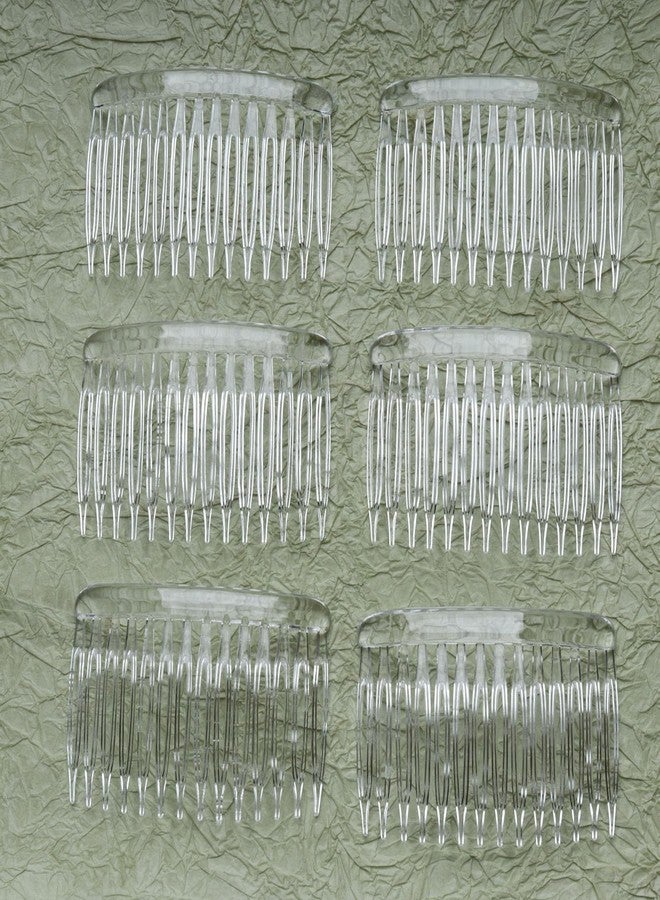 Ruwado 6 Pcs 14 Teeth Hair Side Comb Twist French Vintage Style Hair Clips Pins Accessories Supplies for Women Girls Bridal Wedding Veil Fine Long Curly Hair (Clear) - Image 3