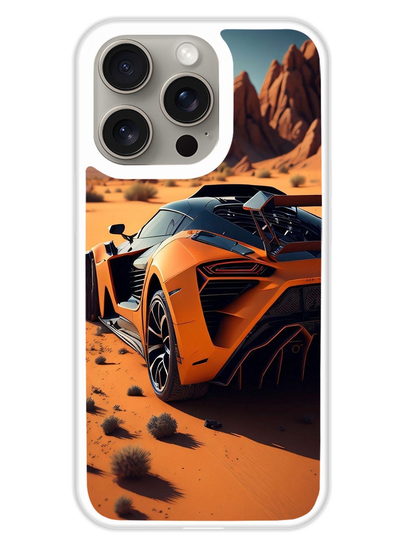 Theodor Protective Case Cover For APPLE IPHONE 15 Pro Car in Desert (White Bumper) - Image 1