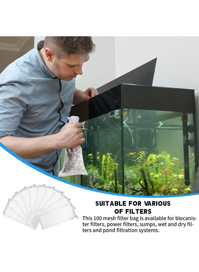Tegeme 10 Pieces Small Aquarium Filter Bags With Zipper 3 X 8 Inch Fine Filter Media Bags 150 Micra Mesh Bags Reusable Fish Tank Charcoal Filter Bag For Activated Carbon Fresh Or Saltwater Tanks - Image 5