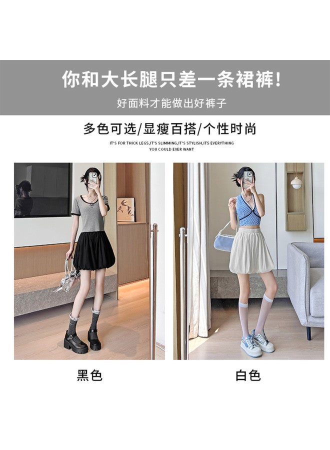 Modal Instagram Style Floral Bud Shorts Skirt, A-Line Elastic High Waist Shorts For Slimming And Leg-Lengthening, Designed Puff Skirt - Image 5