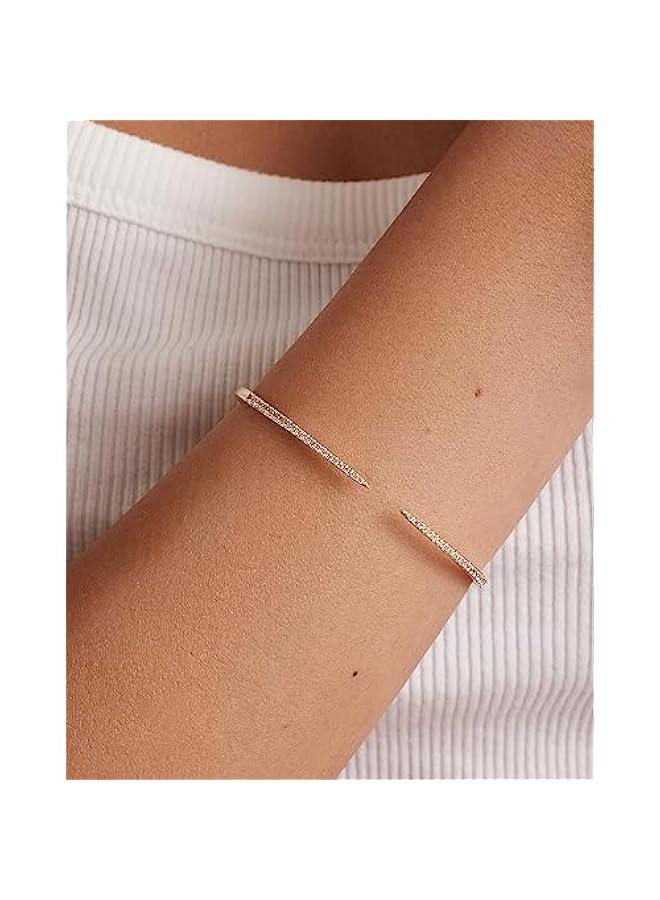 PAVOI 14K Gold Plated Cubic Zirconia Claw Bangle Bracelet | Elegant CZ Cuff Bracelets for Women - Image 2