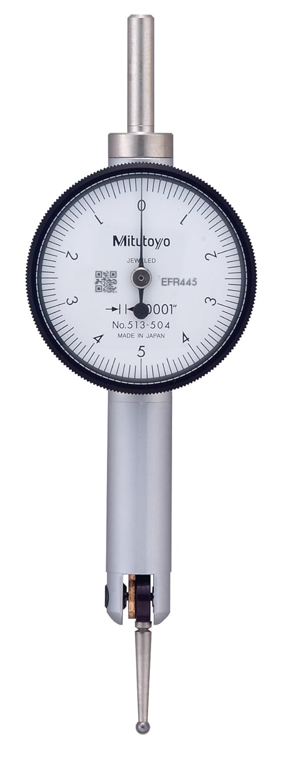 Mitutoyo Mitutoyo 513504 Pocket Type Dial Test Indicator Basic Set Horizontal Type 0375 Stem Dia White Dial 050 Reading 13 Dial Dia 0001 Range 00001 Graduation 00002 Accuracy 