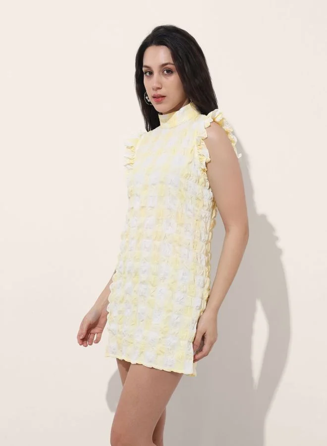 Freehand  Women Regular Fit Textured Round Neck Sleeveless Bodycon Dress for Women | Best Price UAE